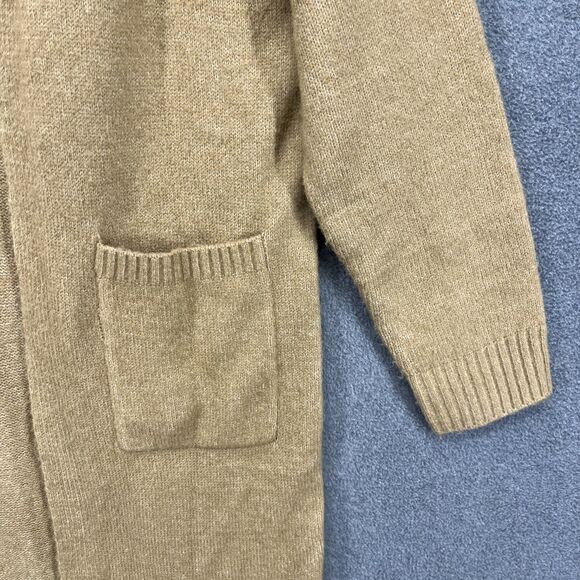 &merci Cardigan women Small Tan Hooded knit open front oversized maxi soft - Picture 7 of 16